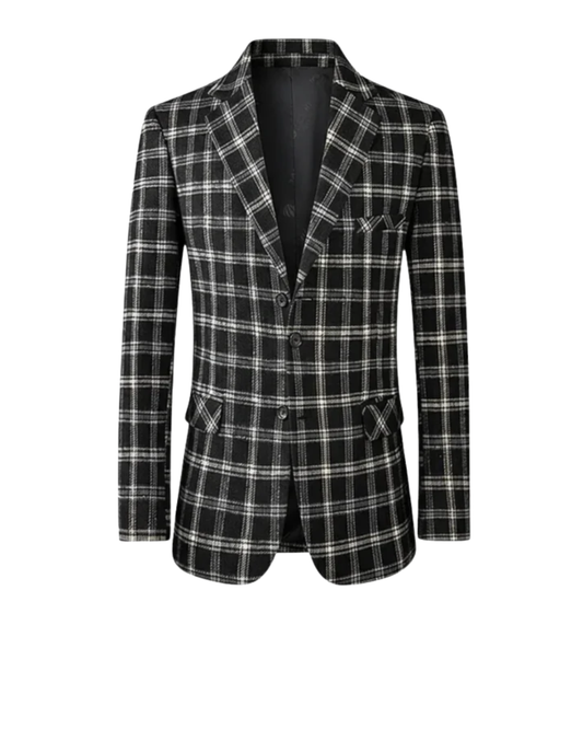 Beckett | Black & White Plaid Refined Tailored Blazer