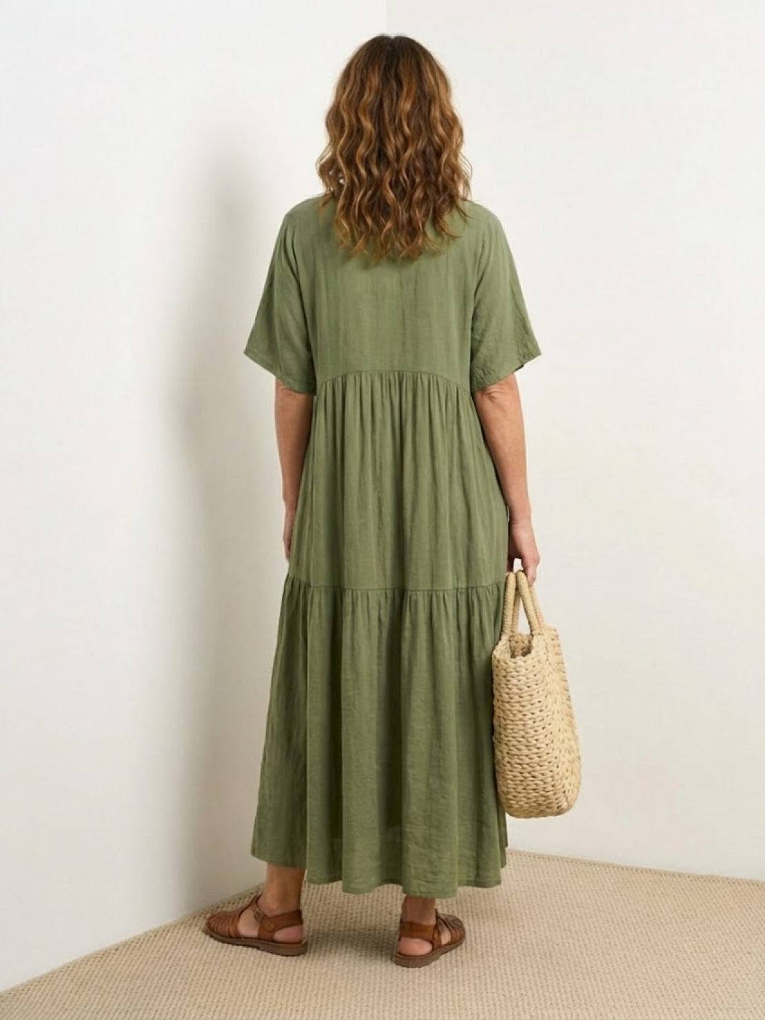 Willow | Terracotta Women's Boho V Neck Tiered Maxi Dress