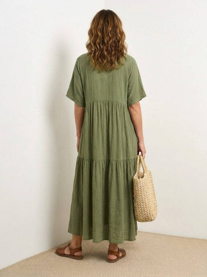 Willow | Terracotta Women's Boho V Neck Tiered Maxi Dress