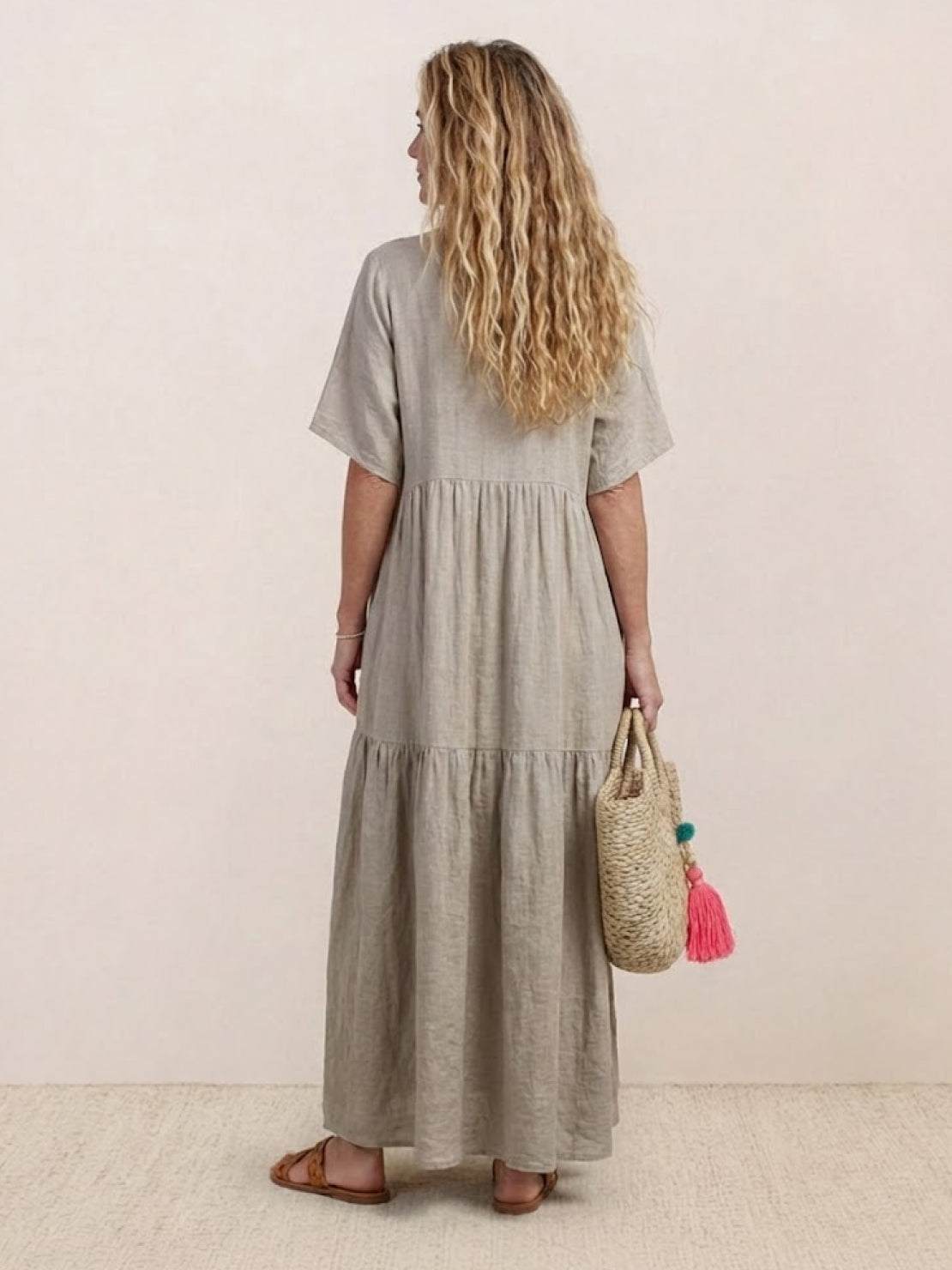 Willow | Terracotta Women's Boho V Neck Tiered Maxi Dress