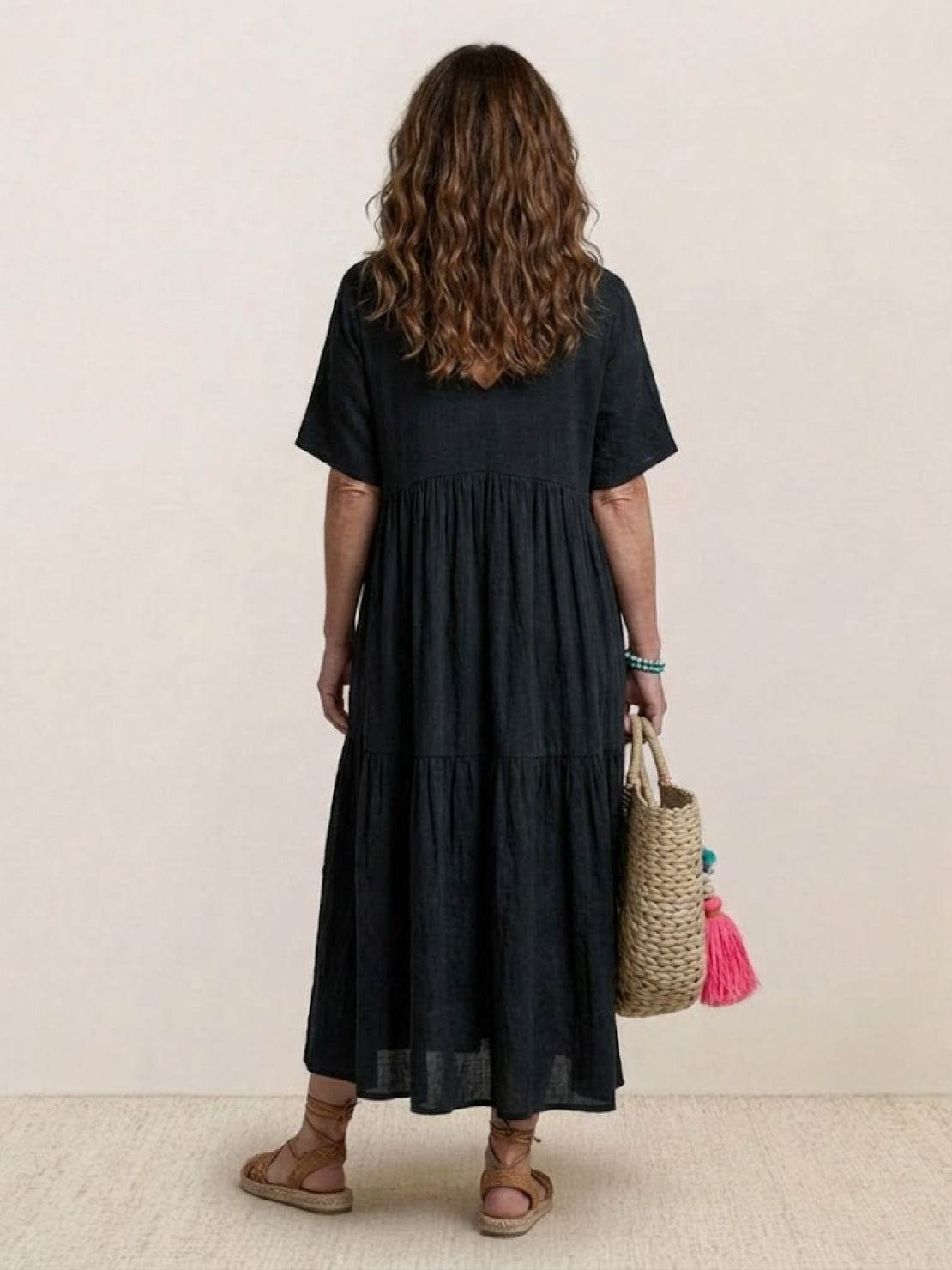 Willow | Terracotta Women's Boho V Neck Tiered Maxi Dress