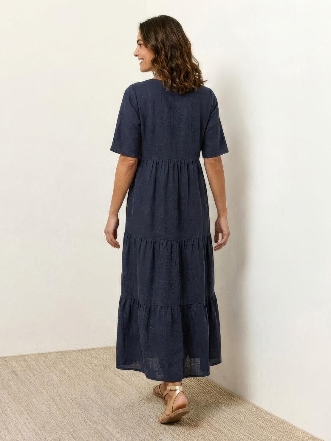 Willow | Terracotta Women's Boho V Neck Tiered Maxi Dress