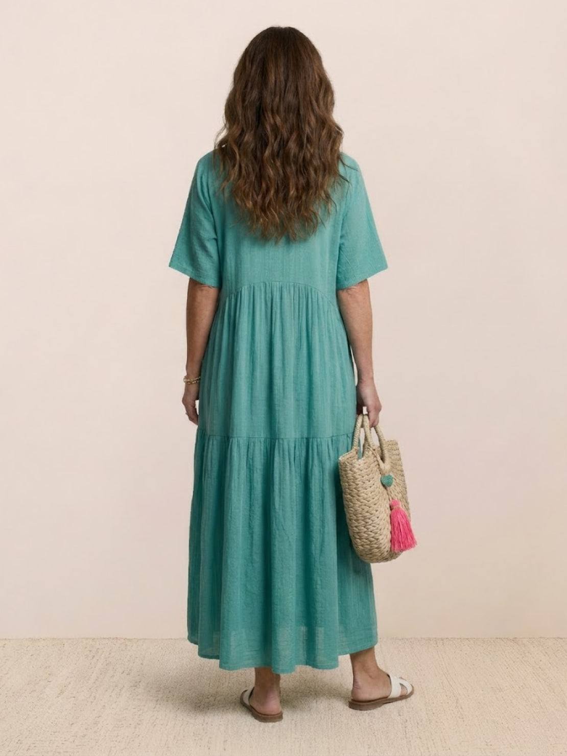 Willow | Terracotta Women's Boho V Neck Tiered Maxi Dress