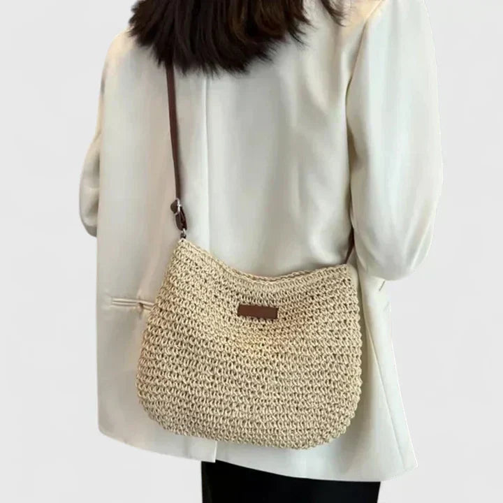 Astrid | Women’s Natural Woven Straw Shoulder Bag