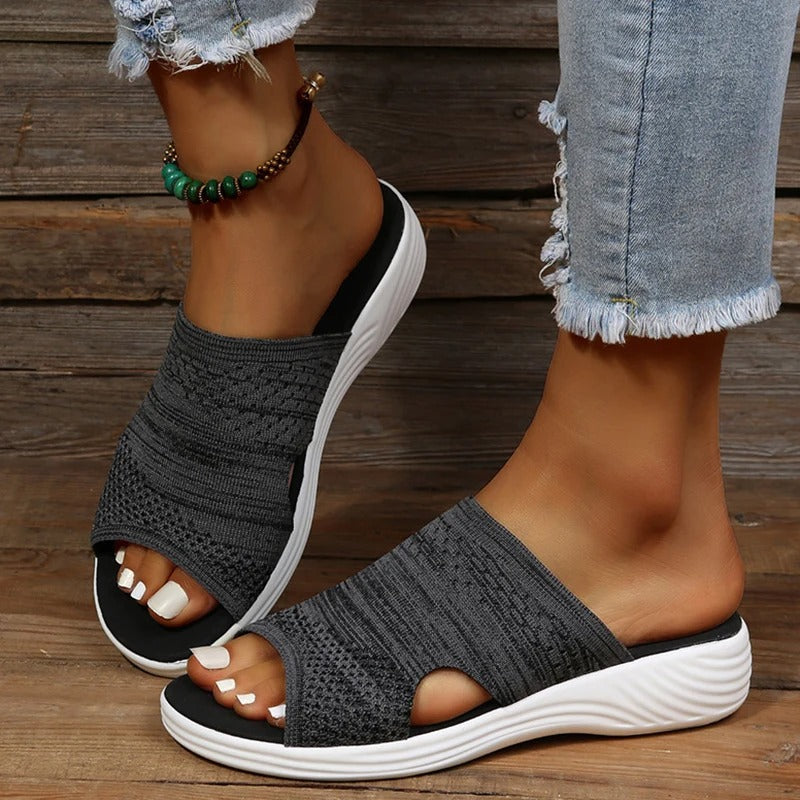 Evelyne | Women's Orthopedic Navy Blue Slip On Slide Sandals