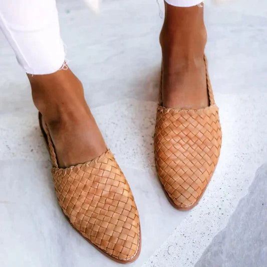 Aria | Tan Woven Artisan Crafted Flat Sandals
