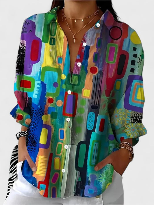Astrid | Vibrant Elegant Geometric Pattern Blouse
