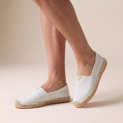 Calista | Women’s Orthopedic Jute Sole Slip-On Espadrilles in White Canvas