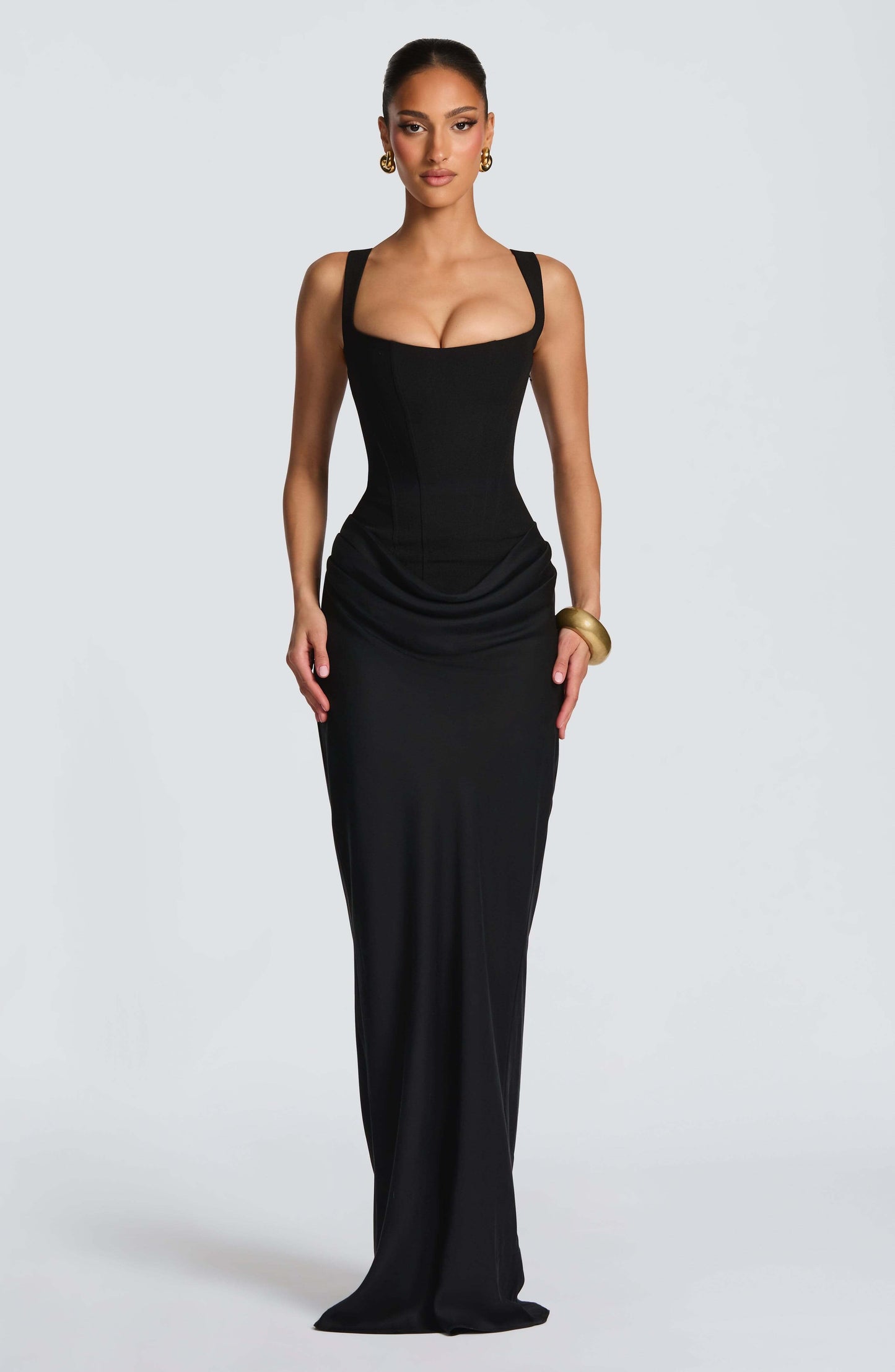 Emmeline | Women's Sleeveless Bodycon Maxi Wedding Guest Dress in Burgundy
