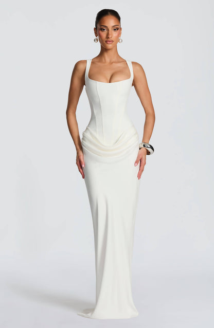 Emmeline | Women's Sleeveless Bodycon Maxi Wedding Guest Dress in Burgundy
