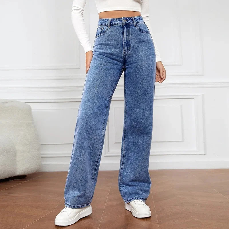Astrid | Women's High Waist Wide Leg Light Blue Denim Jeans