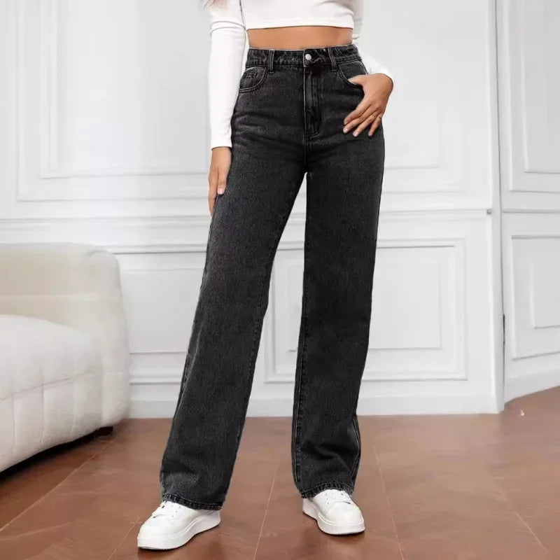 Astrid | Women's High Waist Wide Leg Light Blue Denim Jeans
