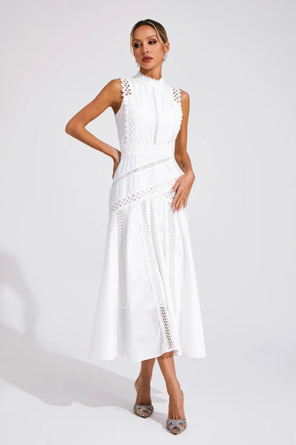Allegra | Women's Sleeveless Lace Midi Yellow Wedding Guest Dress