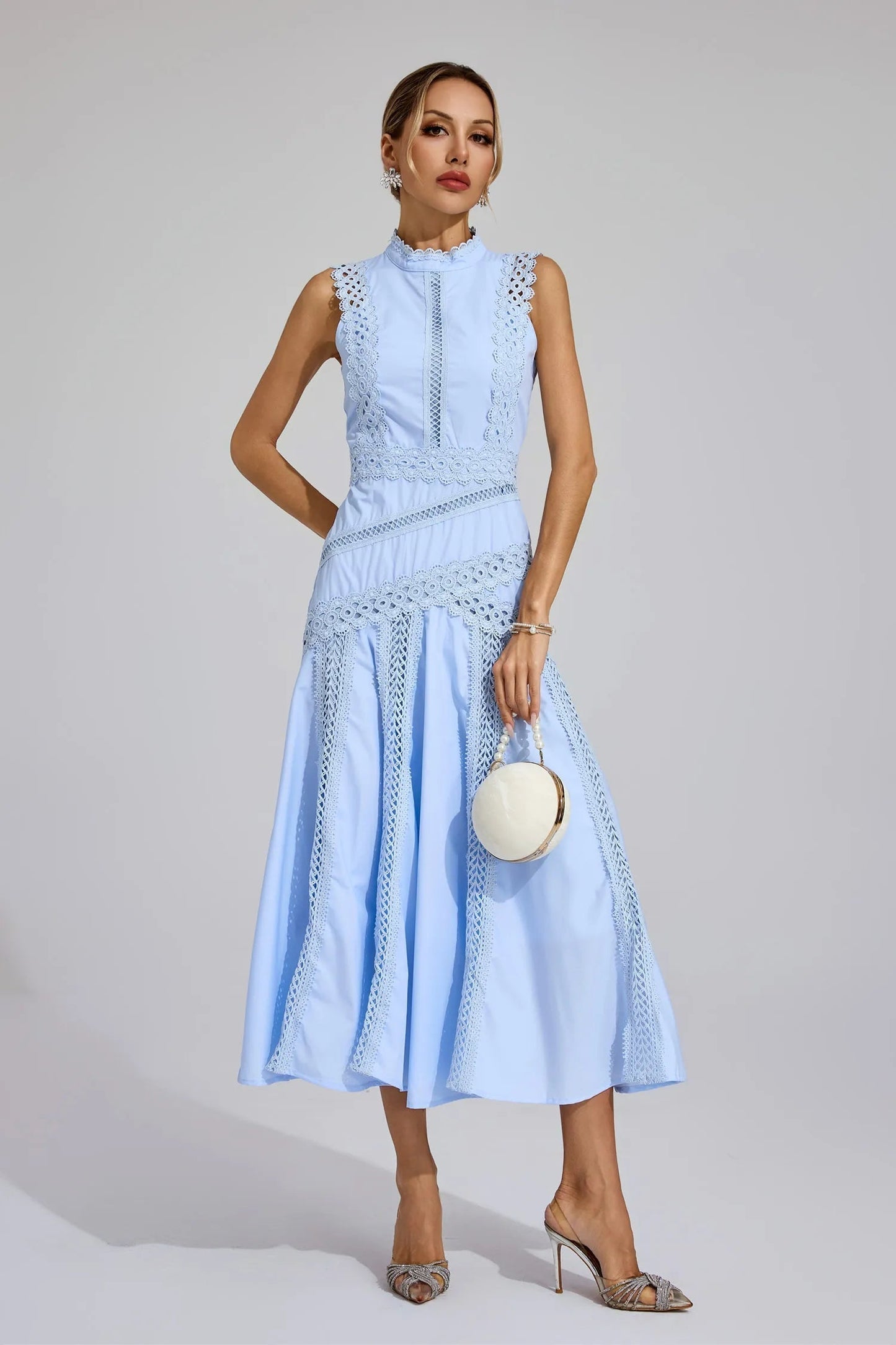 Allegra | Women's Sleeveless Lace Midi Yellow Wedding Guest Dress
