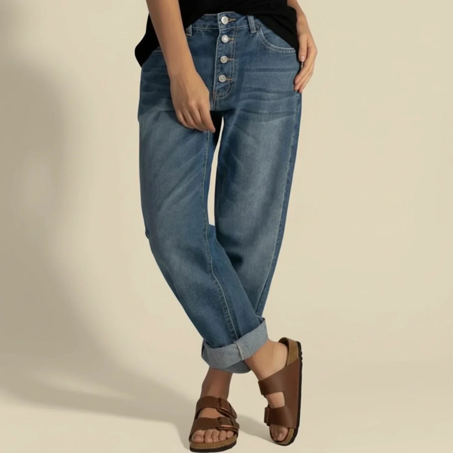 Alethea | Light Blue High Waisted Button Fly Jeans