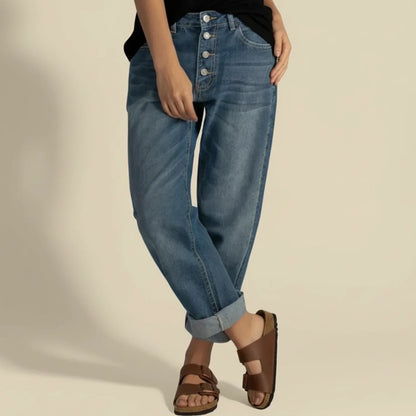 Alethea | Light Blue High Waisted Button Fly Jeans