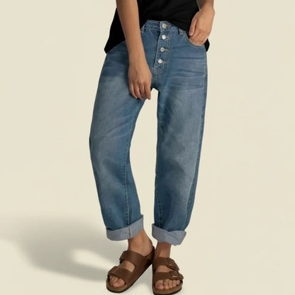 Alethea | Light Blue High Waisted Button Fly Jeans