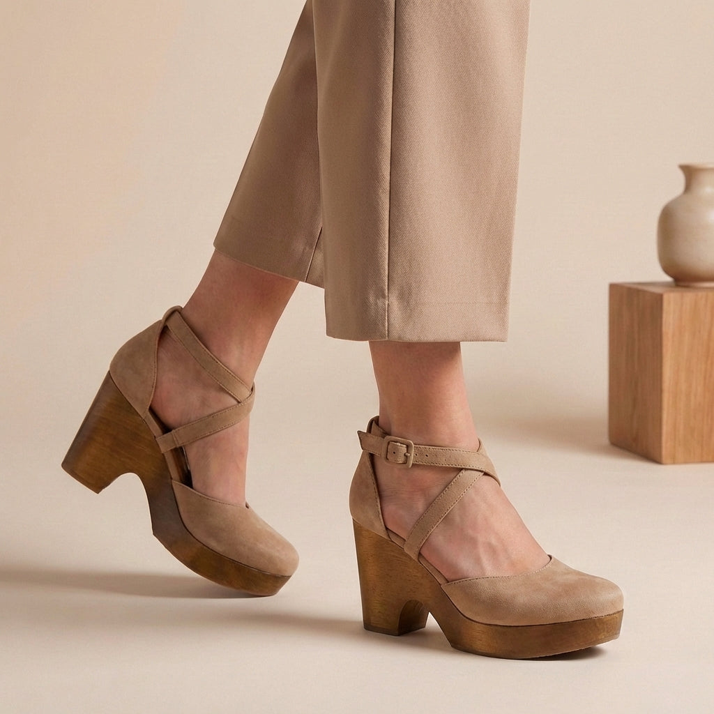 Astrid | Women's Black Block Heel Strap Platform Heels