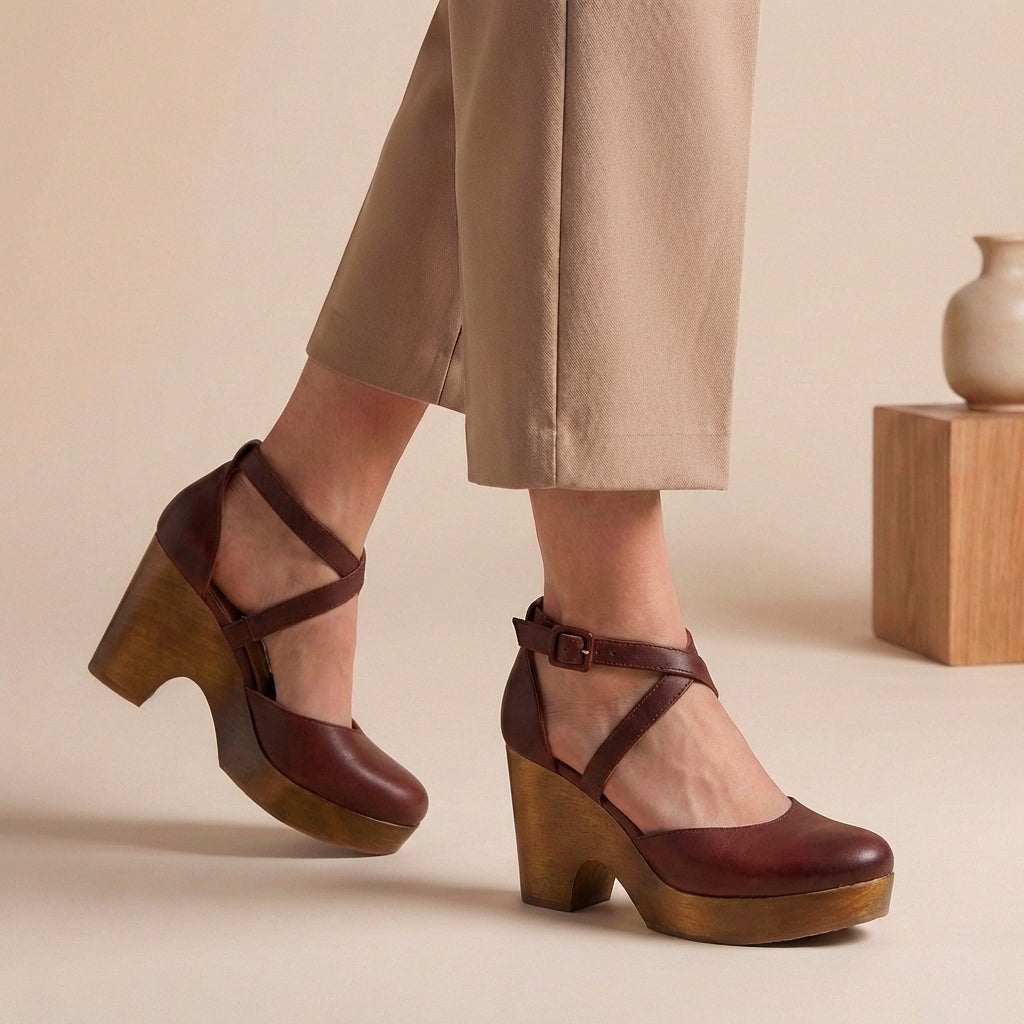Astrid | Women's Black Block Heel Strap Platform Heels