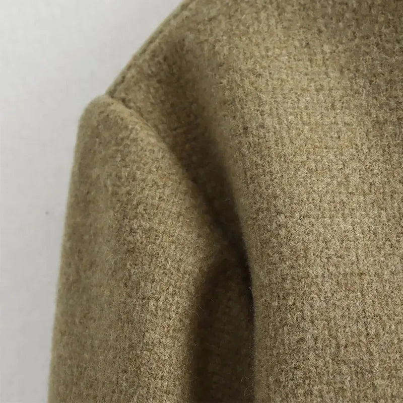 Alethea | Women's Cropped Beige Button Front Bomber Jacket
