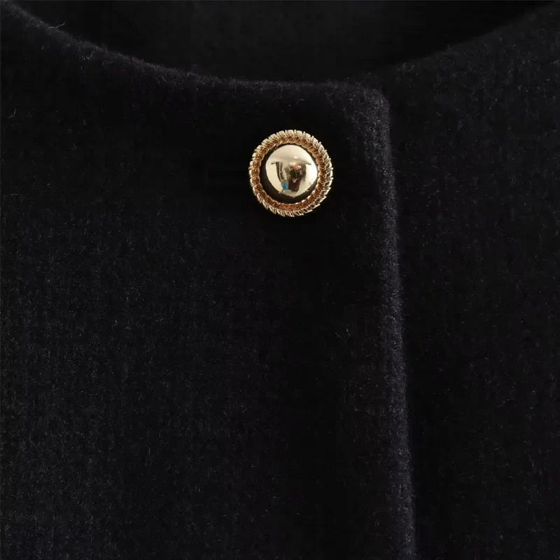 Alethea | Women's Cropped Beige Button Front Bomber Jacket