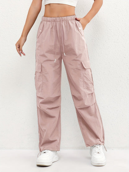 Astrid | Women's Soft Blush Cargo Pocket Drawstring Casual Pants