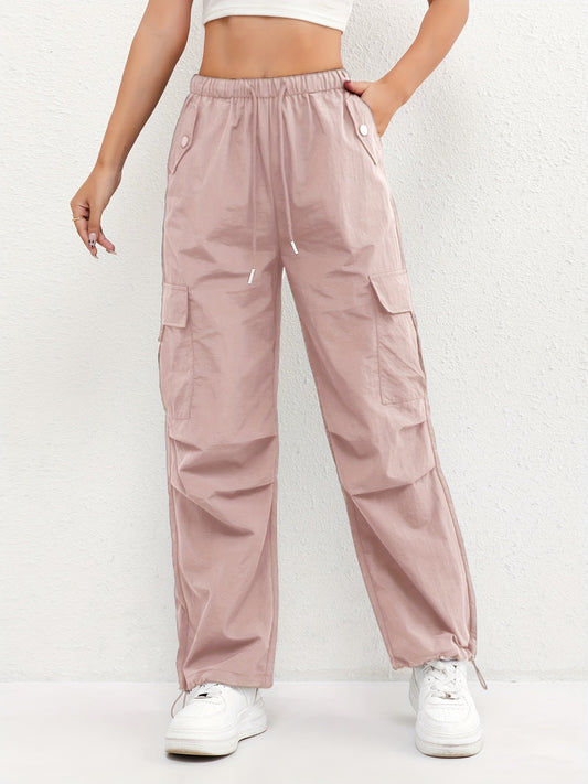 Astrid | Women's Soft Blush Cargo Pocket Drawstring Casual Pants