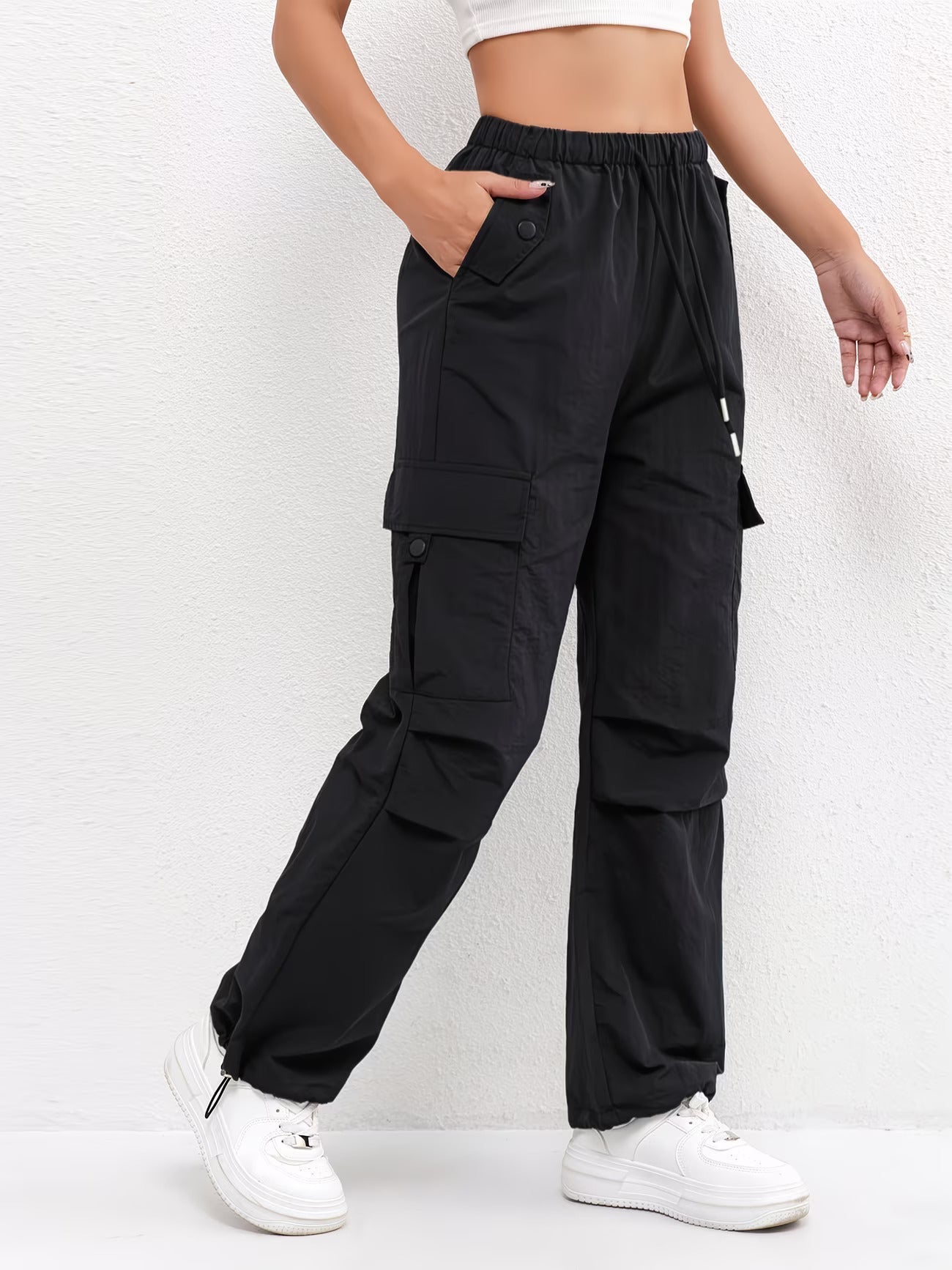 Astrid | Women's Soft Blush Cargo Pocket Drawstring Casual Pants