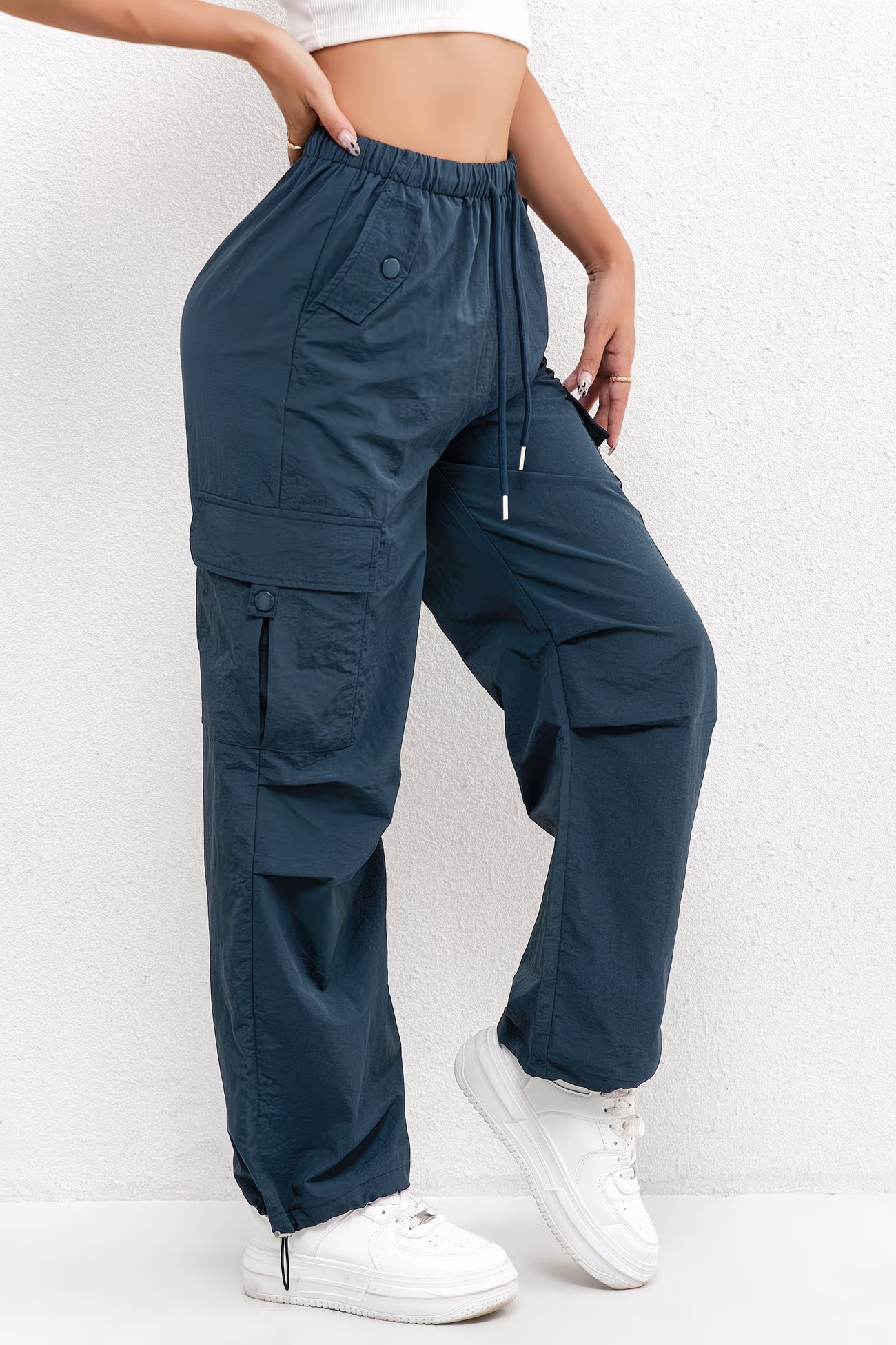 Astrid | Women's Soft Blush Cargo Pocket Drawstring Casual Pants