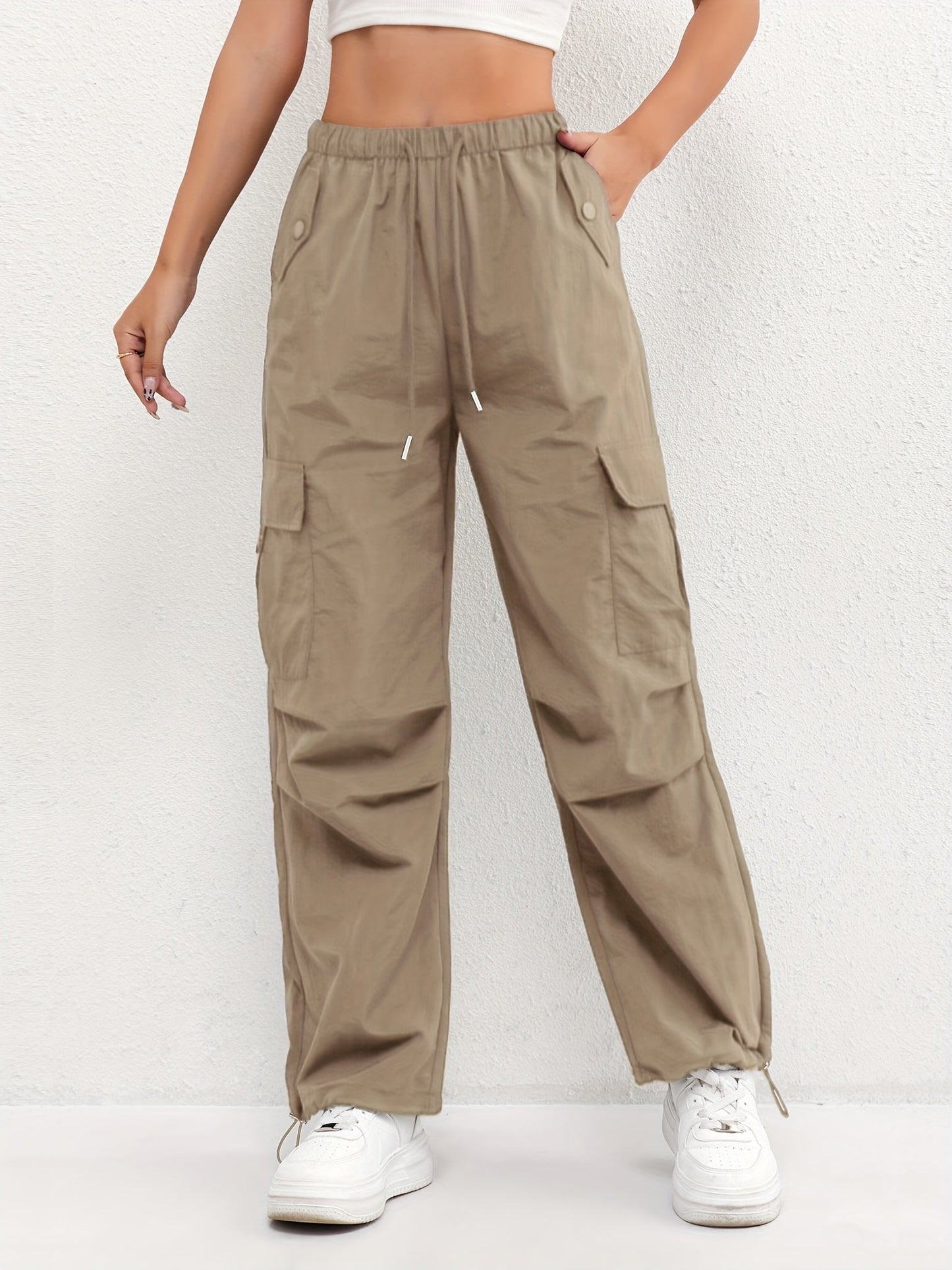 Astrid | Women's Soft Blush Cargo Pocket Drawstring Casual Pants