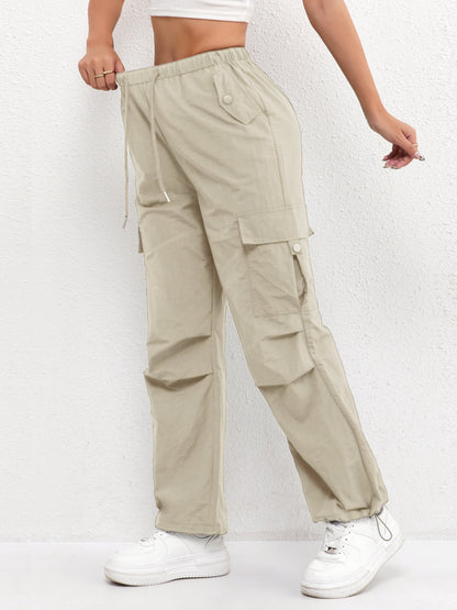 Astrid | Women's Soft Blush Cargo Pocket Drawstring Casual Pants