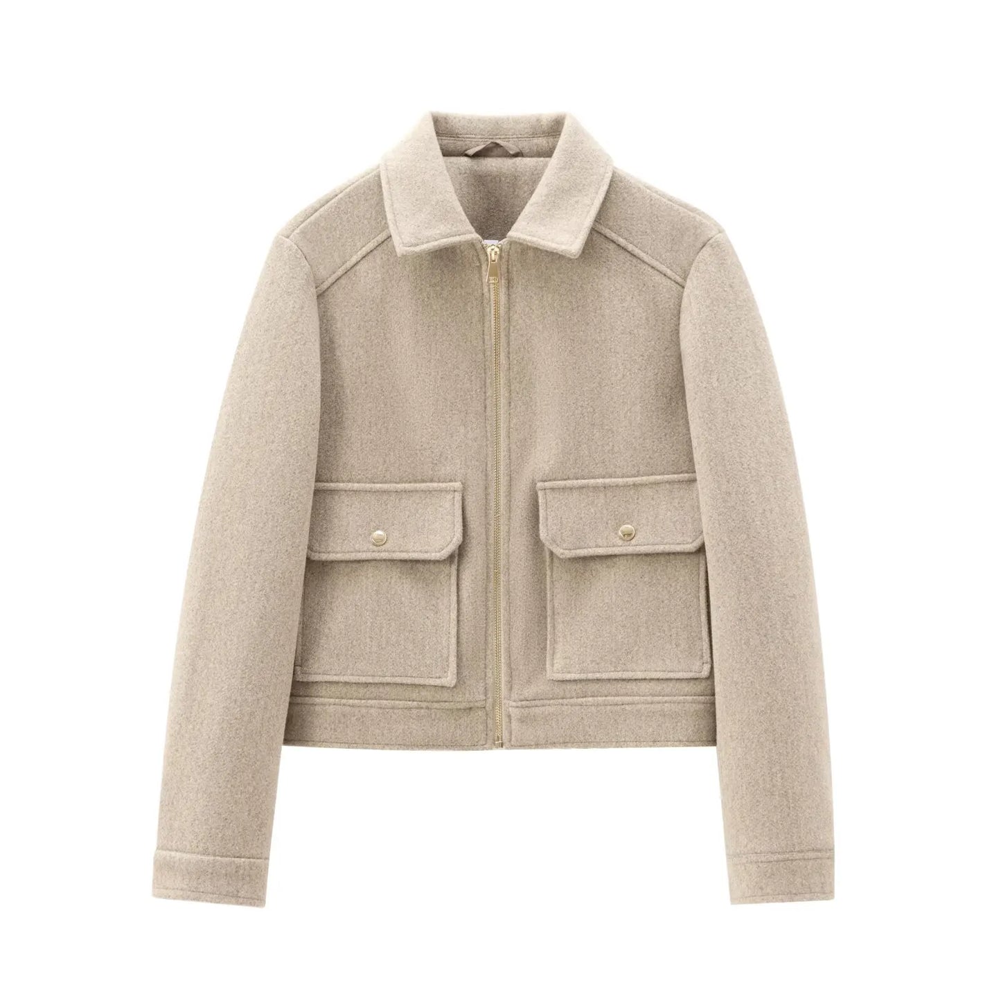 Women's Cropped Brown Zip Up Bomber Jacket
