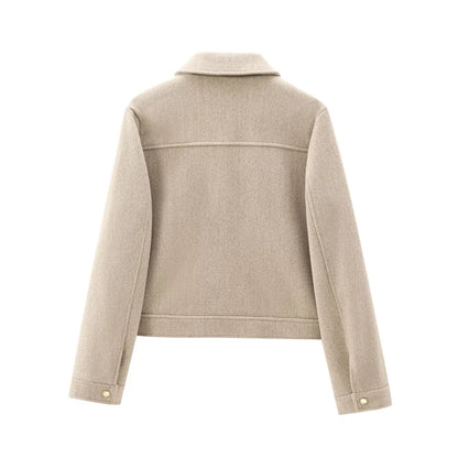 Women's Cropped Brown Zip Up Bomber Jacket