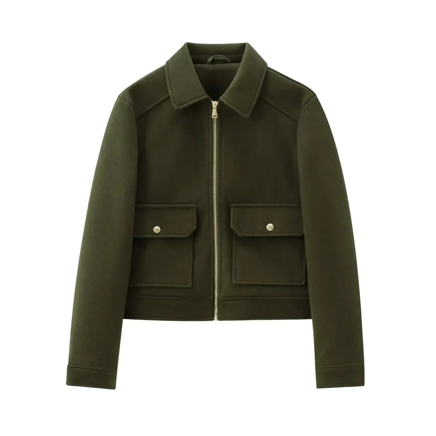 Women's Cropped Brown Zip Up Bomber Jacket