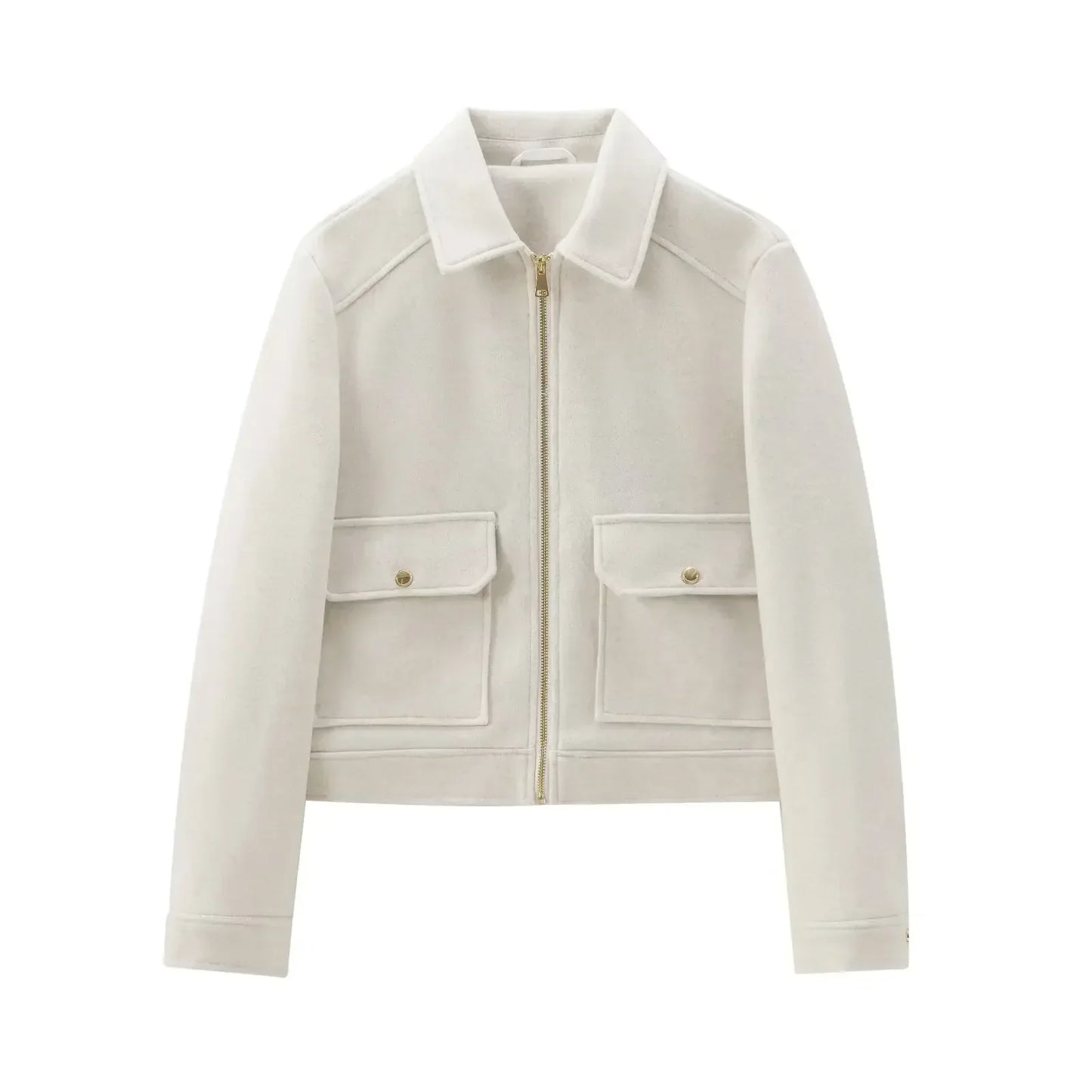Women's Cropped Brown Zip Up Bomber Jacket