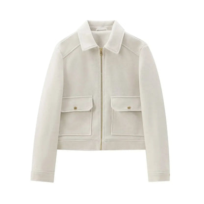 Women's Cropped Brown Zip Up Bomber Jacket
