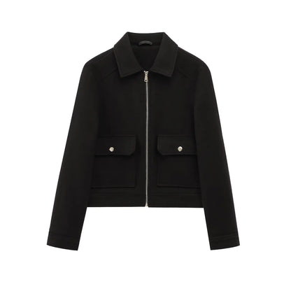 Women's Cropped Brown Zip Up Bomber Jacket