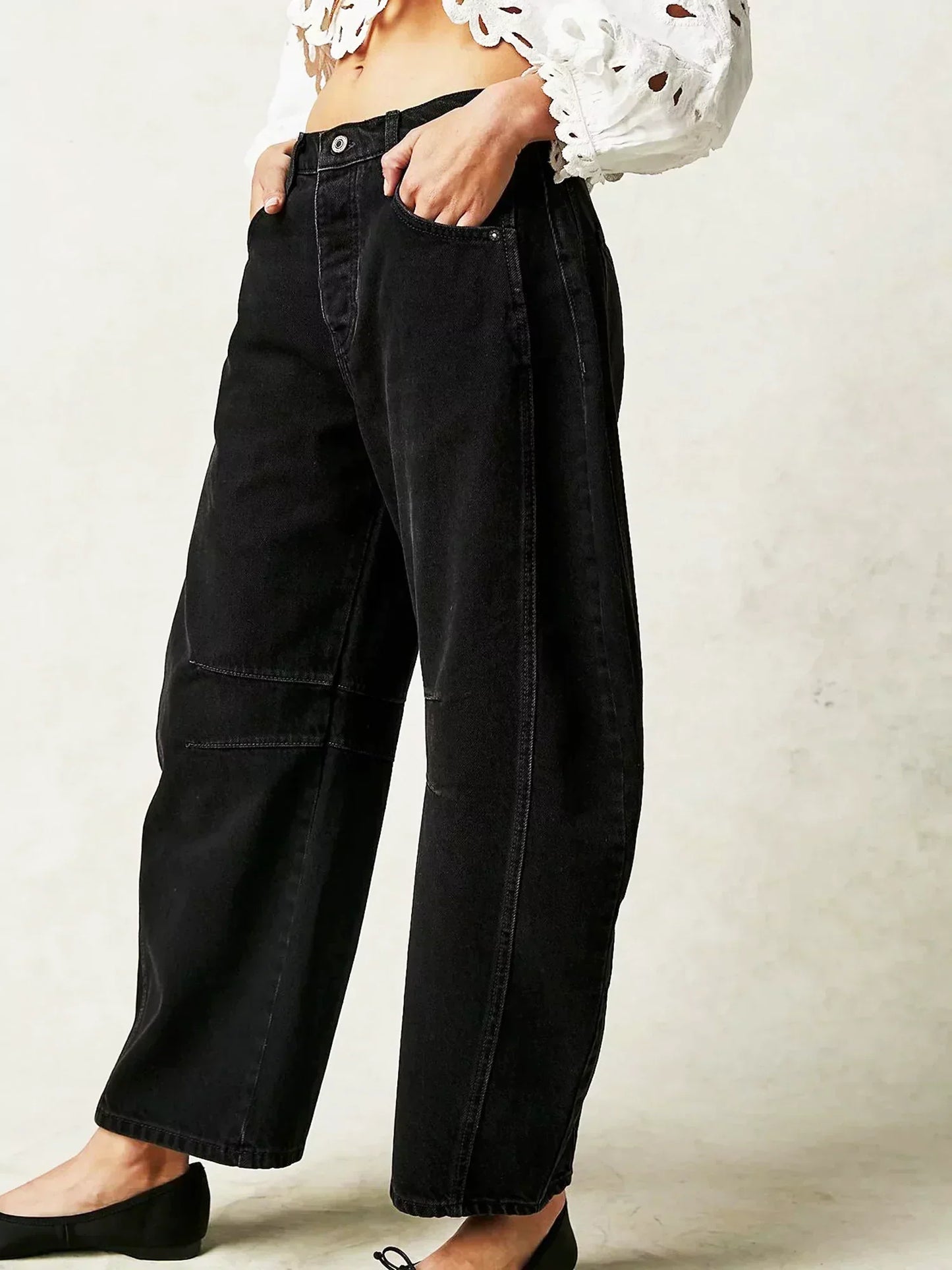 Calista | Women's Tan Leopard Print Wide Leg Cotton Jeans