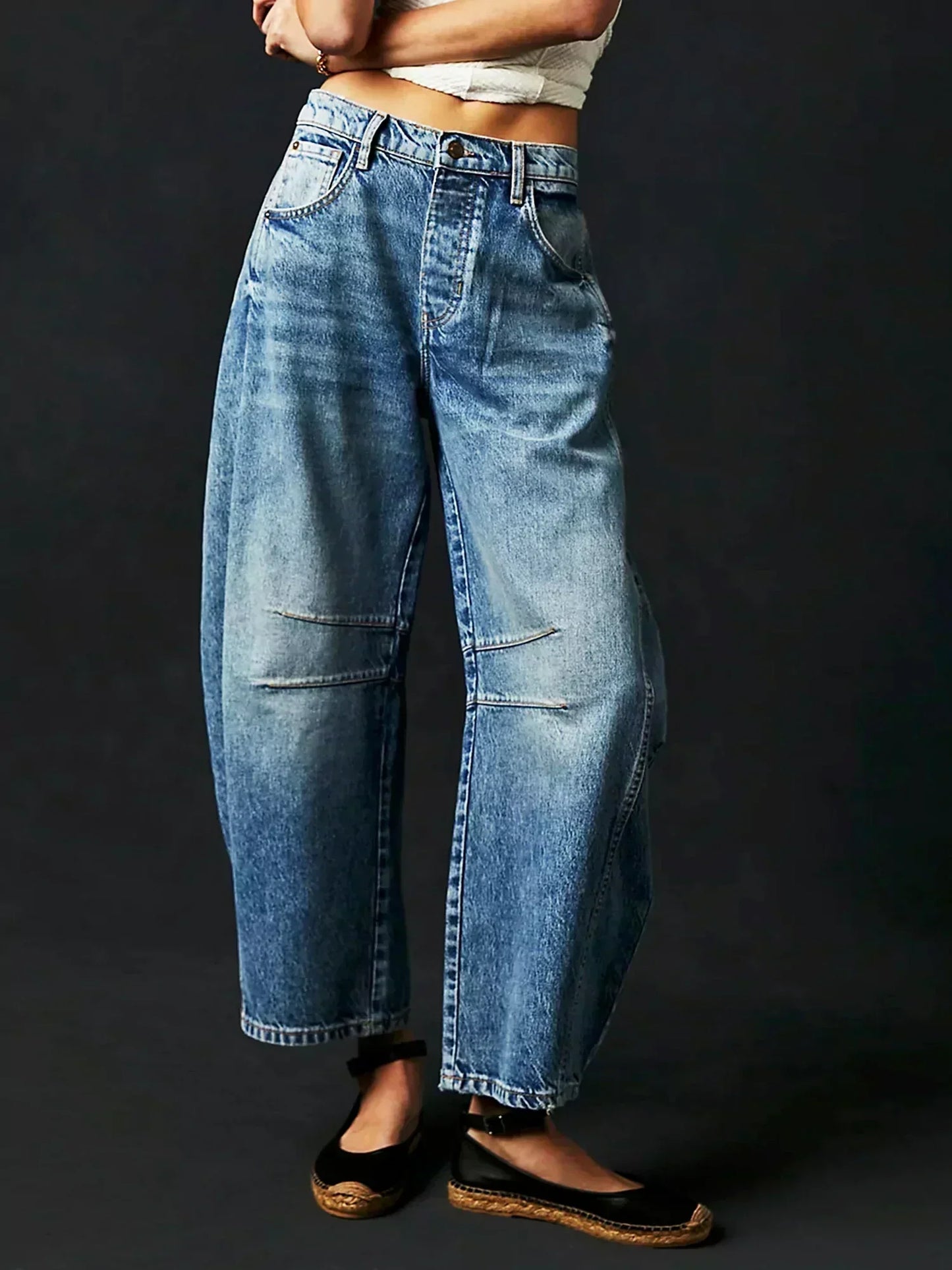 Calista | Women's Tan Leopard Print Wide Leg Cotton Jeans