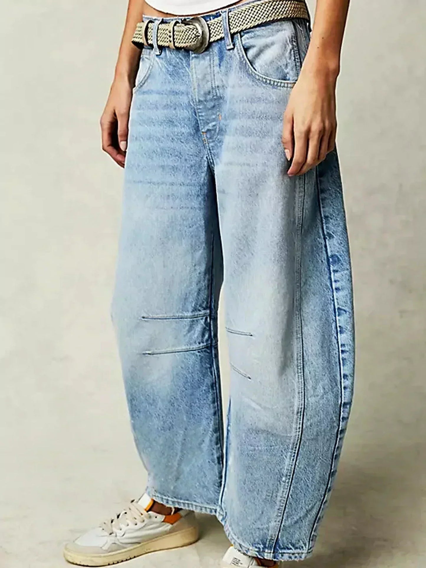 Calista | Women's Tan Leopard Print Wide Leg Cotton Jeans