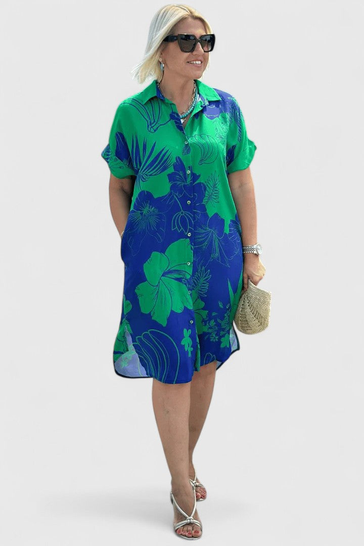 Calista | Vibrant Pink Floral Comfortable Dress