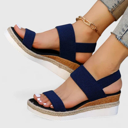 Alethea | Black Wedge Orthopedic Sandals
