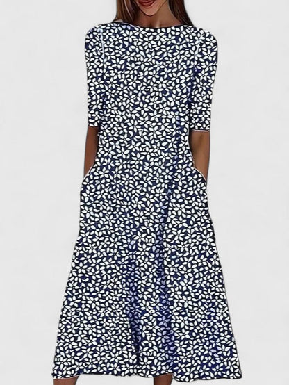 Calanthe | Elegant White Floral Sophisticated Midi Dress